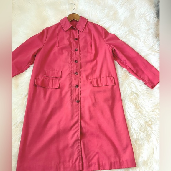 Wamsutta Vintage 1950s Pink Trench Coat XL - Picture 5 of 12